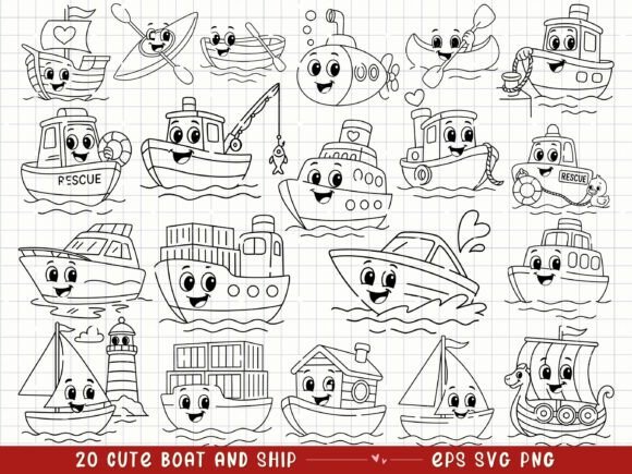 Download Cute Boat and Ship Kids Transportation - Premium Resources