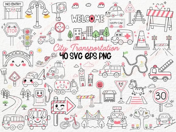Download City Transportation SVG Cute Road Signs - Premium Resources