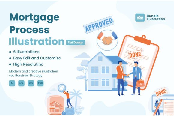 Download Mortgage Process Set Bundle Illustration - Mortgage Collection